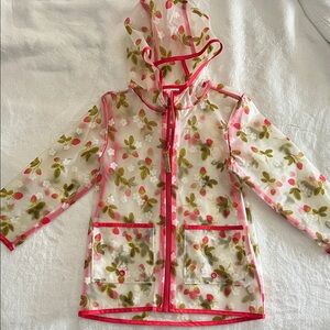 Toddler Transparent Floral Raincoat with Pink Trim
